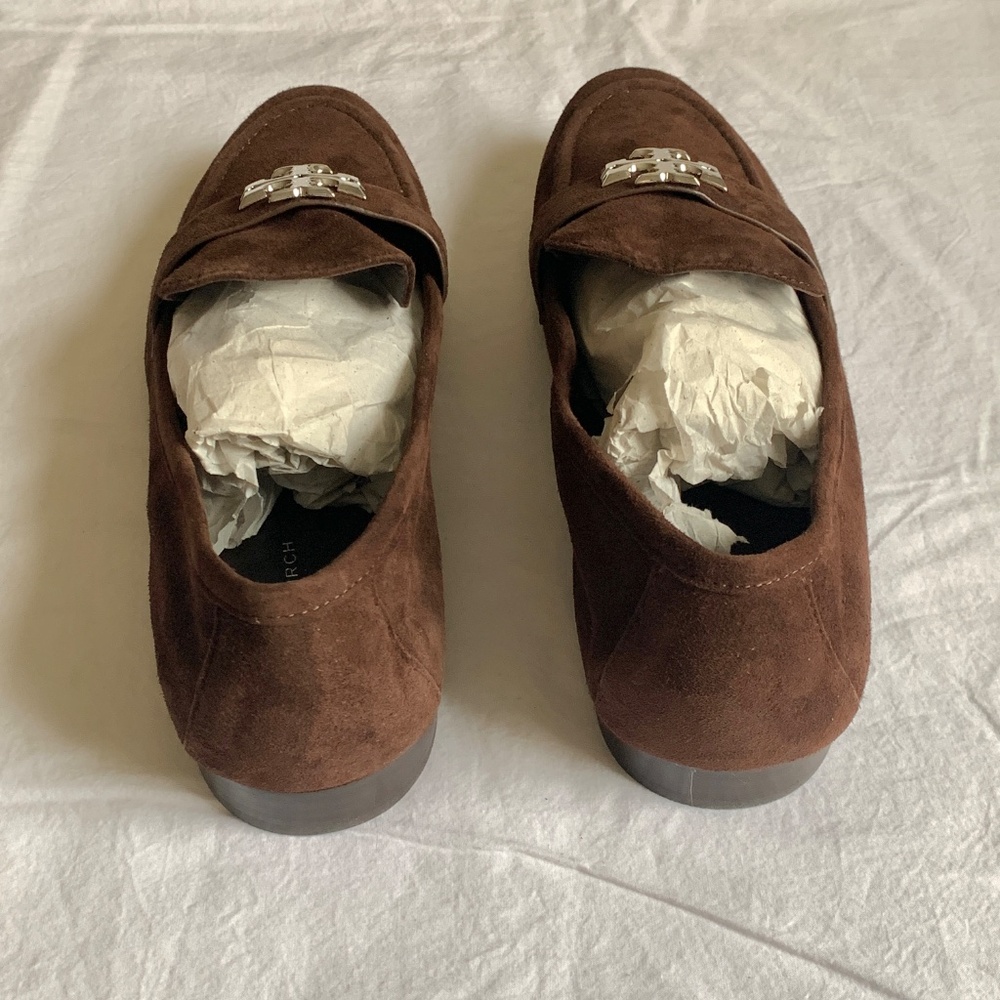 Tory Burch Eleanor Suede Loafers Dark Cocoa 9.5 - Picture 6 of 10